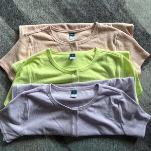 NWOT 3 Old Navy Henley Tops - Size Large Tall - 1 Lime / 1 Lilac / 1 Peach